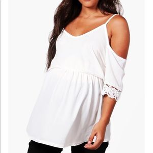 Maternity Open Shoulder Crochet Lace Top